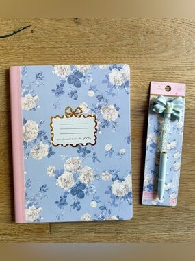 LoveShackFancy Kids Notebook & Bow Pen Set in Whisper Blue floral 🩵🎀